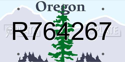 R764267 Oregon License Plate