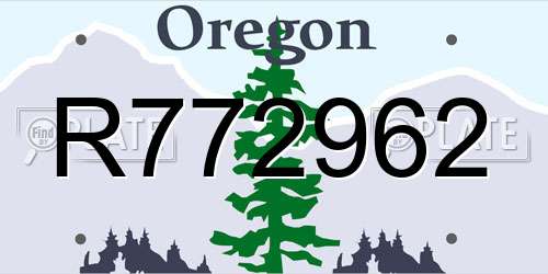 R772962 Oregon License Plate