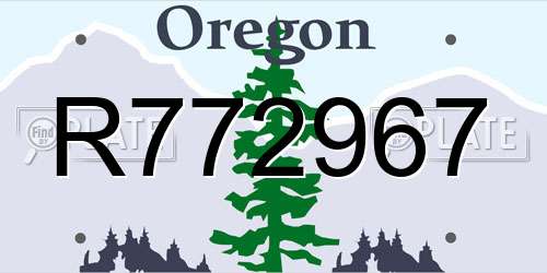 R772967 Oregon License Plate
