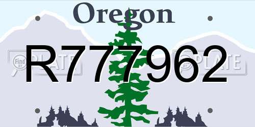 R777962 Oregon License Plate