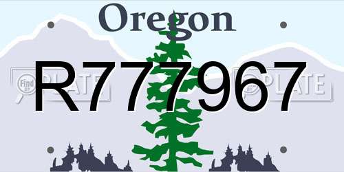 R777967 Oregon License Plate