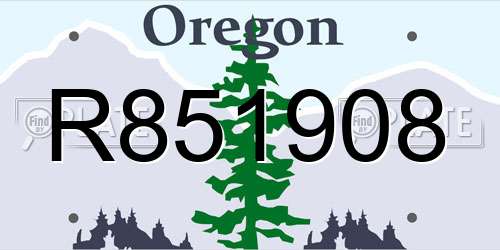 R851908 Oregon License Plate