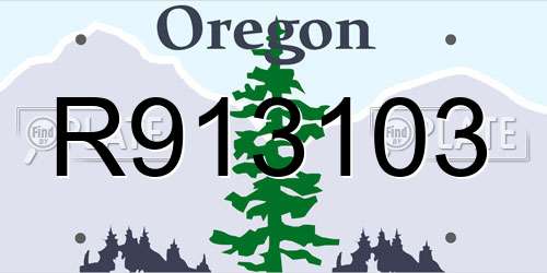 R913103 Oregon License Plate