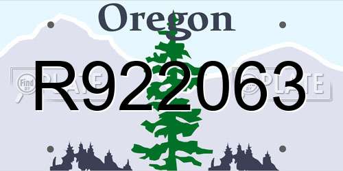 R922063 Oregon License Plate
