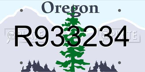 R933234 Oregon License Plate
