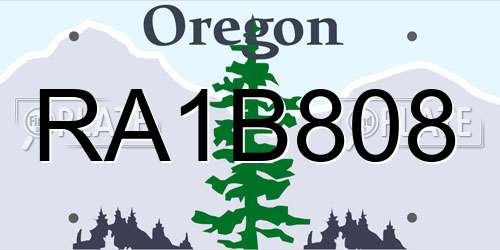 RA1B808 Oregon License Plate