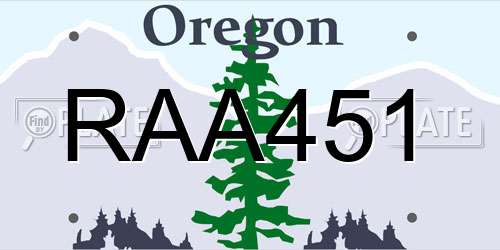 RAA451 Oregon License Plate