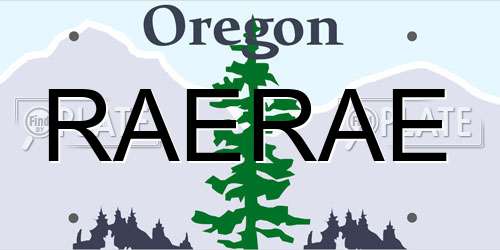 RAERAE Oregon License Plate