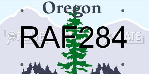 RAF284 Oregon License Plate