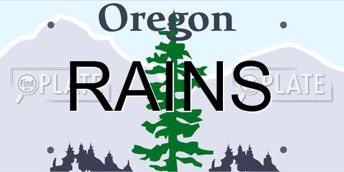 RAINS Oregon License Plate