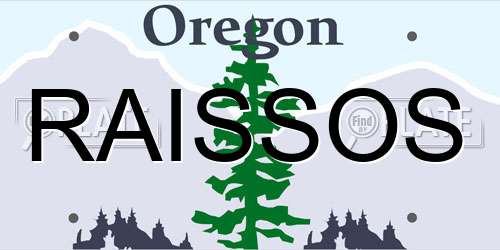 RAISSOS Oregon License Plate