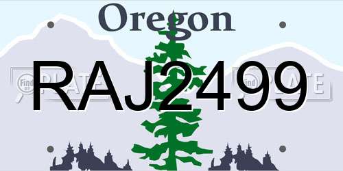 RAJ2499 Oregon License Plate