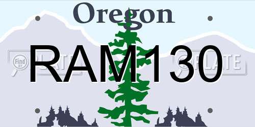 RAM130 Oregon License Plate