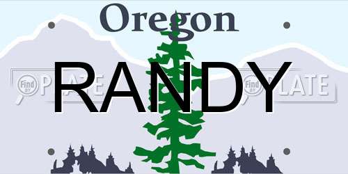 RANDY Oregon License Plate