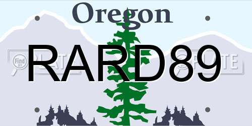 RARD89 Oregon License Plate