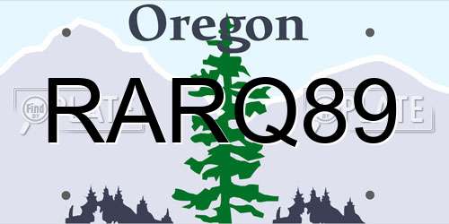 RARQ89 Oregon License Plate
