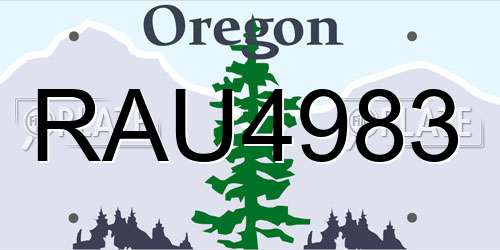 RAU4983 Oregon License Plate
