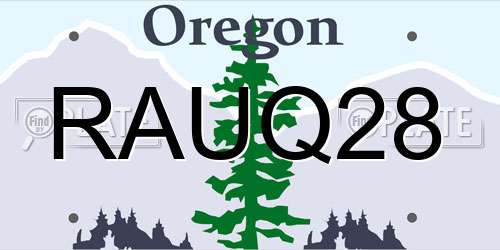 RAUQ28 Oregon License Plate