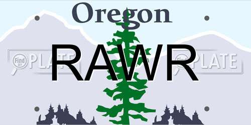 RAWR Oregon License Plate