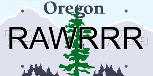 RAWRRR Oregon License Plate