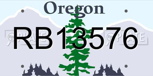 RB13576 Oregon License Plate