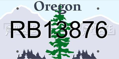 RB13876 Oregon License Plate