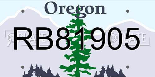 RB81905 Oregon License Plate