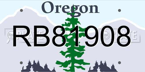 RB81908 Oregon License Plate