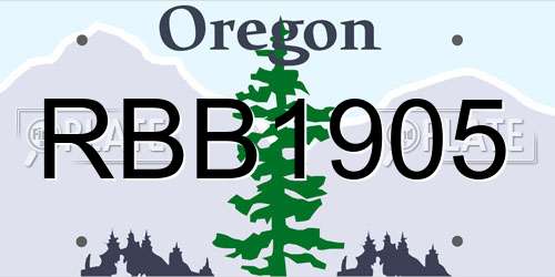 RBB1905 Oregon License Plate