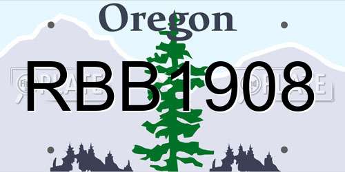 RBB1908 Oregon License Plate