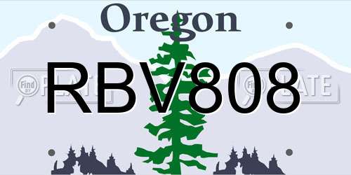 RBV808 Oregon License Plate