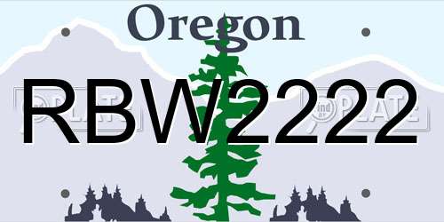 RBW2222 Oregon License Plate