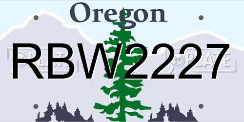 RBW2227 Oregon License Plate