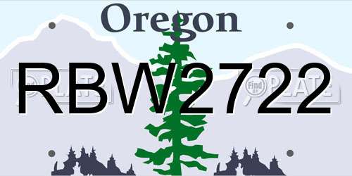 RBW2722 Oregon License Plate