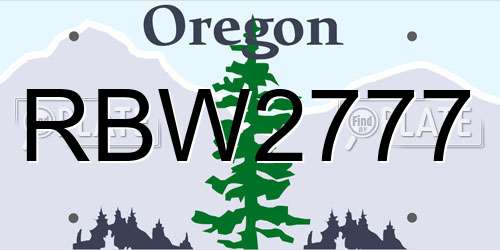 RBW2777 Oregon License Plate