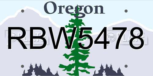 RBW5478 Oregon License Plate