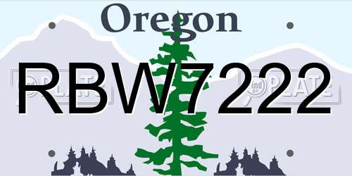 RBW7222 Oregon License Plate