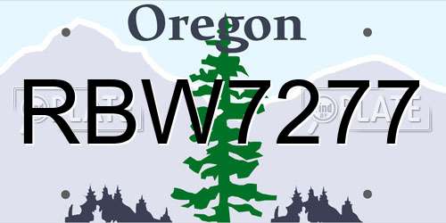 RBW7277 Oregon License Plate