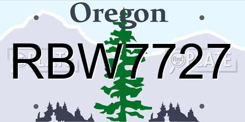 RBW7727 Oregon License Plate