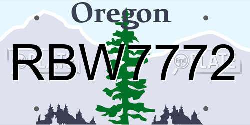 RBW7772 Oregon License Plate