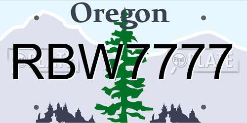 RBW7777 Oregon License Plate