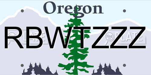 RBWTZZZ Oregon License Plate
