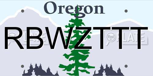 RBWZTTT Oregon License Plate