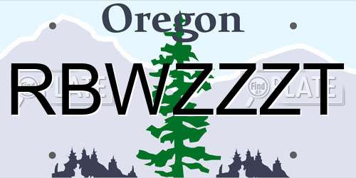 RBWZZZT Oregon License Plate