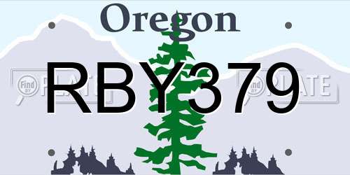 RBY379 Oregon License Plate