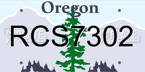 RCS7302 Oregon License Plate