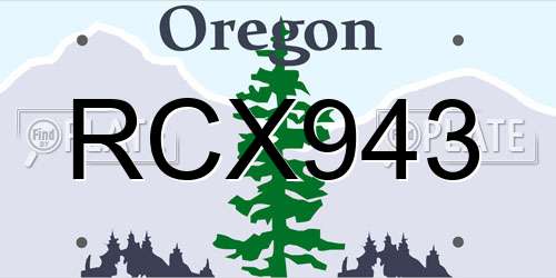 RCX943 Oregon License Plate