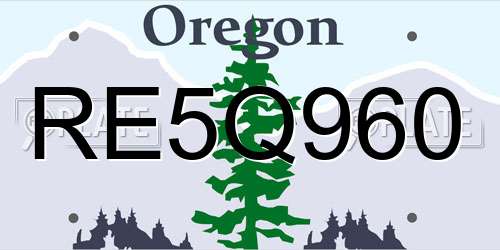 RE5Q960 Oregon License Plate