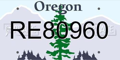 RE80960 Oregon License Plate