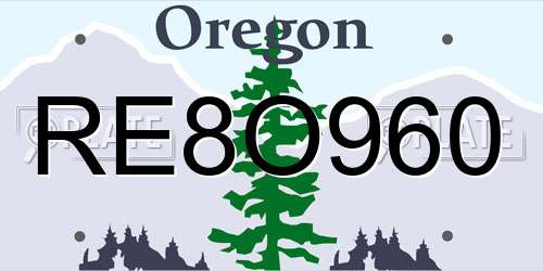 RE8O960 Oregon License Plate